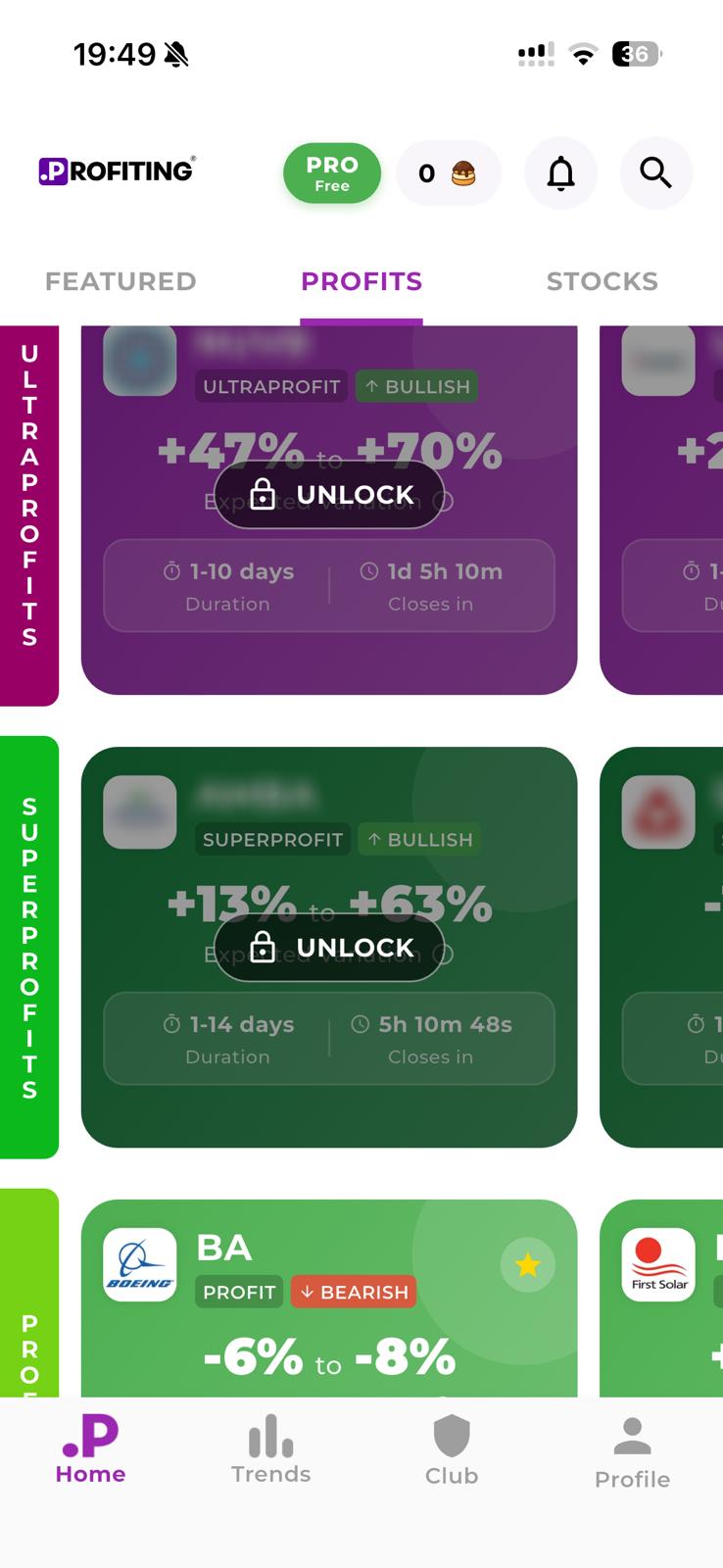 Profiting App Screen 2